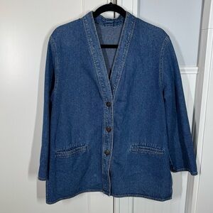 Elena Miro Denim Blazer Jacket Made in Italy Size 30 or US 8 cotton minimalist